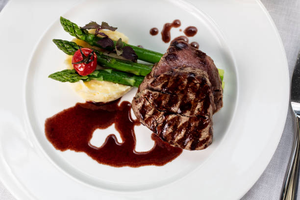 istock Grilled Beef  served with grilled vegetables and sauce 1808352674