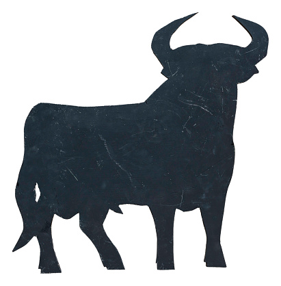 Bull chalkboard isolated on white. Clipping path included.