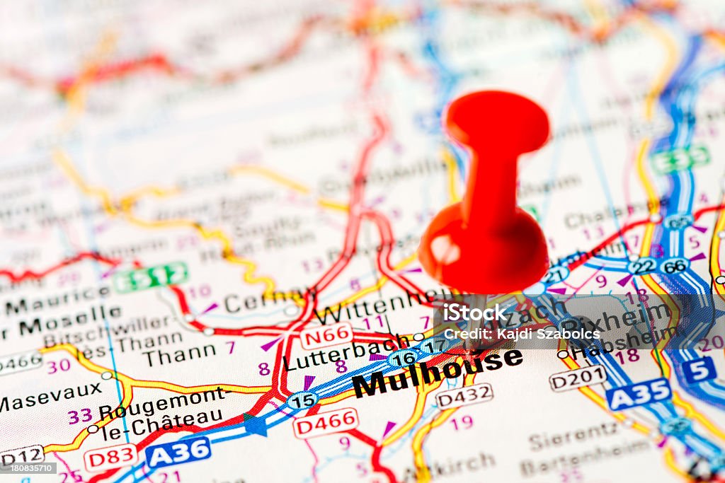 Europe cities on map series: Mulhouse http://farm8.staticflickr.com/7189/6818724910_54c206caf8.jpg Cartography Stock Photo