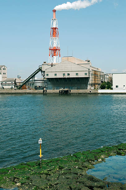 istock Factory building on estuary in Japan 180835930
