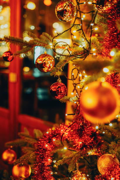 istock Christmas fir tree decorations with baubles. New Year celebration concept. 1808369508