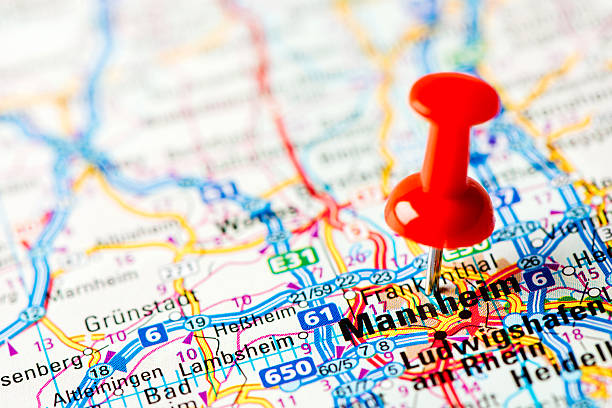 istock Europe cities on map series: Mannheim 180837482