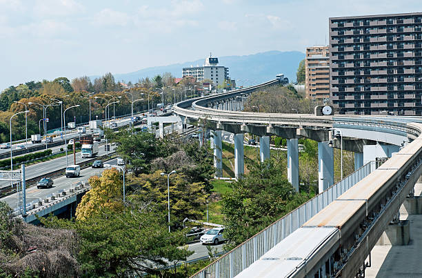 istock Monorail and highway in northern Osaka 180837952
