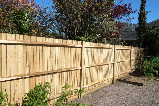 Brand new wooden shiplap boundary fence