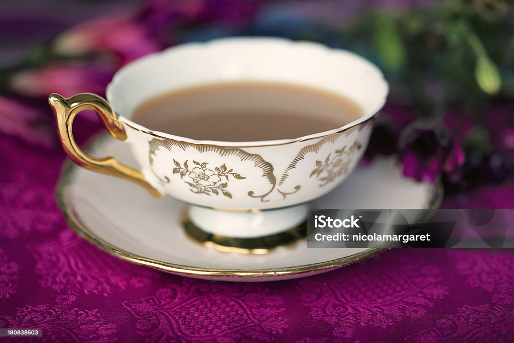 Vintage cup of tea Shallow focus. Flower Stock Photo