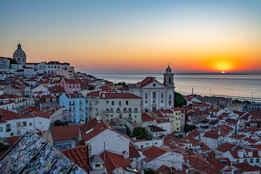 Alfama Lisbon Cityscape at dawn, Portugal