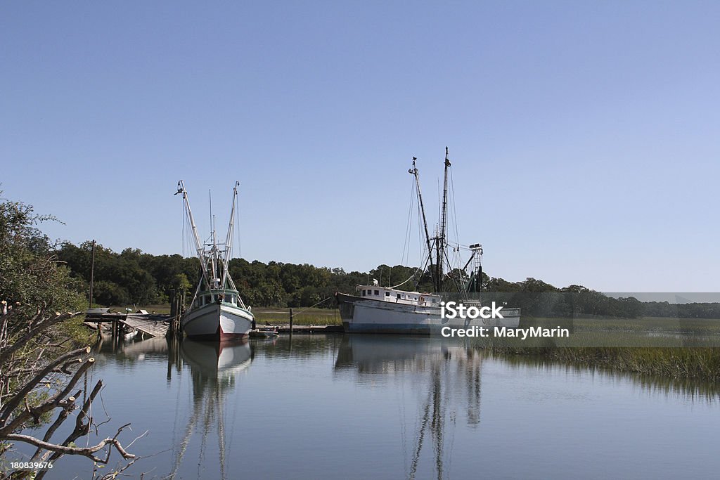 Fishing Boats Fishing boats near Savannah, GA. Maybe used for shrimp fishing? North Carolina - US State Stock Photo