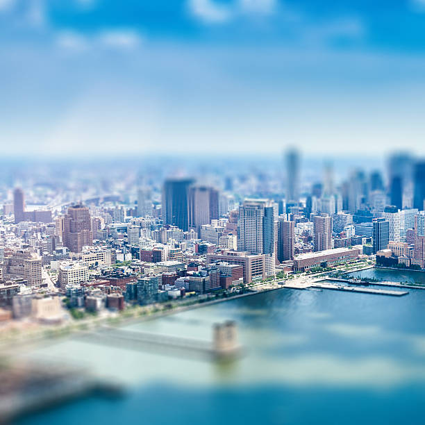 Aerial view of NYC  tilt shift stock pictures, royalty-free photos & images