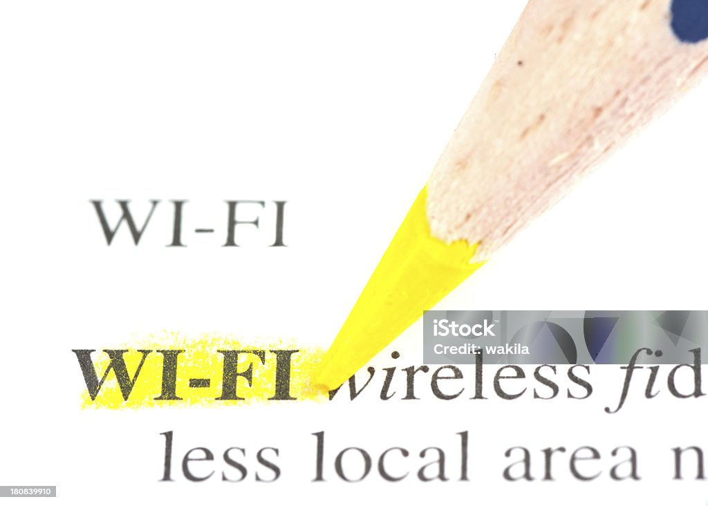 wi-fi palabra marcado en el diccionario de la DFS - Foto de stock de Amarillo - Color libre de derechos