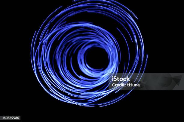 輝く円形青色長時間露光撮影のクリエイティブライトペインティング - 円形のストックフォトや画像を多数ご用意 - 円形, 正弦波, 3D