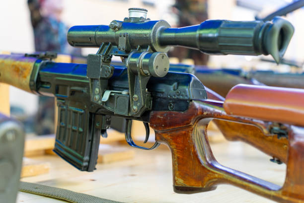 istock Soviet Dragunov sniper rifle with scope 1808411636