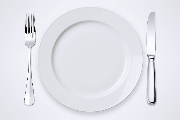 표 설정, 클리핑 경로를 - plate silverware fork table knife 뉴스 사진 이미지