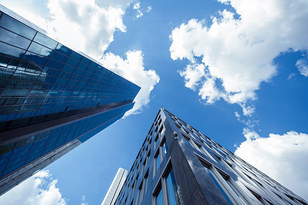 istock Clouds reflected in modern office buildings, Frankfurt, Germany 180841939