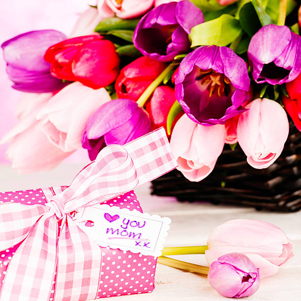 istock Flower Basket with Gift for Mom 180841964