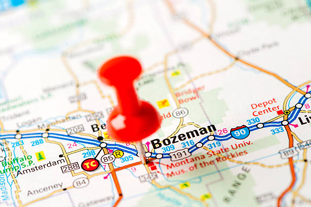 istock US capital cities on map series: Bozeman, MT 180842223