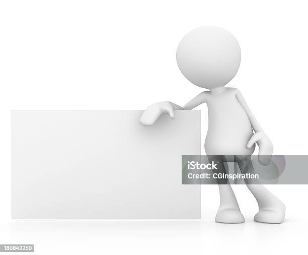 Man With A Whiteboard Stock Photo - Download Image Now - Stick Figure, Adult, Cartoon