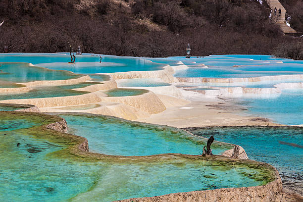 huanglong national park, sichuan, china - huanglong - fotografias e filmes do acervo