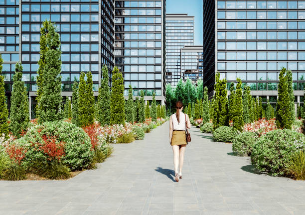 istock Woman walking in city park 1808427201