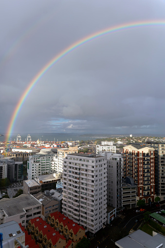 Rainbow over Auckland City, New Zealand