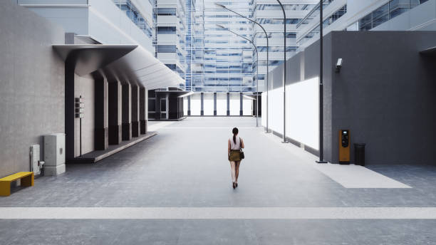 istock Young woman walking in modern city 1808428255