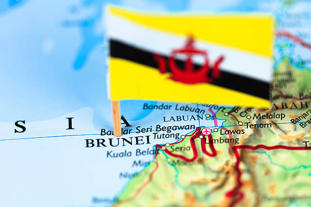 istock Map and flag of Brunei 180843158