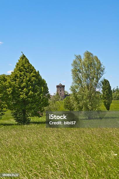 Średniowiecznej Wieżywynika Z Rhine Meadows - zdjęcia stockowe i więcej obrazów Bez ludzi - Bez ludzi, Bezchmurne niebo, Dusseldorf