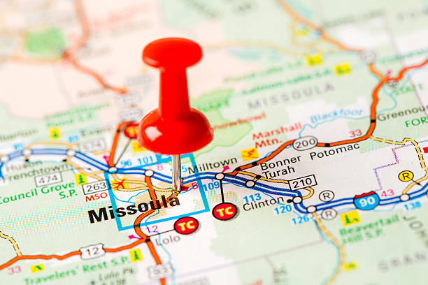 US capital cities on map series: Missoula, MT