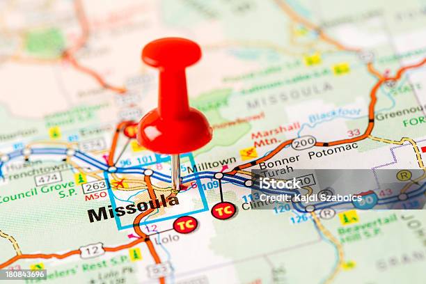 Us Capital Cities On Map Series Missoula Mt Stock Photo - Download Image Now - Missoula, Montana - Western USA, Cartography