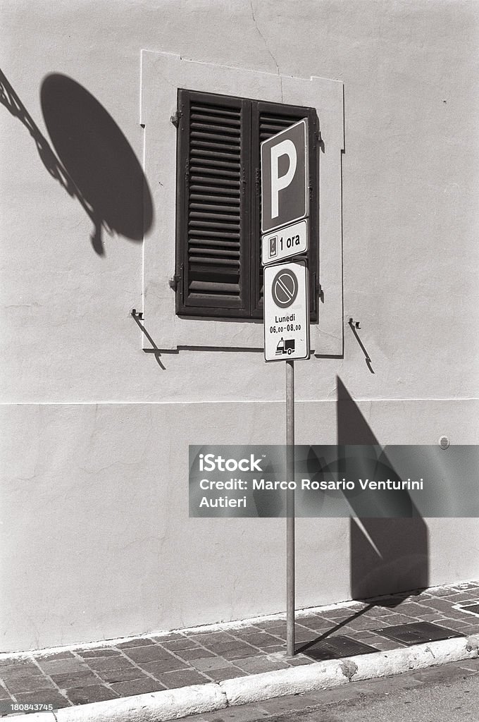 Strong Shadow From A Car Parking Sign Italy Stock Photo - Download