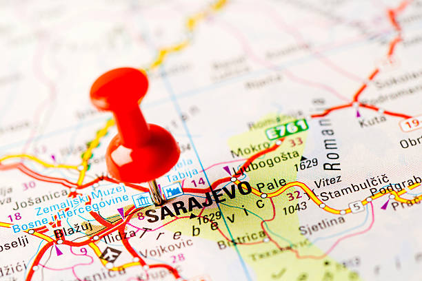 istock Europe cities on map series: Sarajevo 180845083