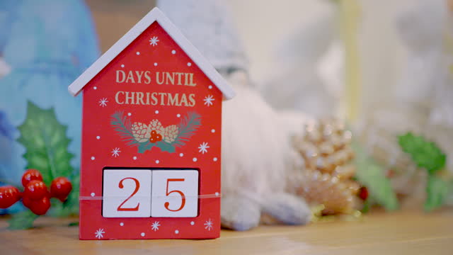 Christmas ornament with a wooden advent calendar.