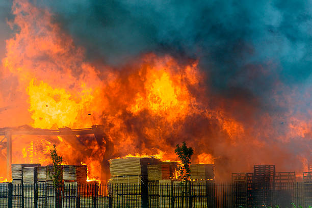 istock Factory burning in industrial area 180846844