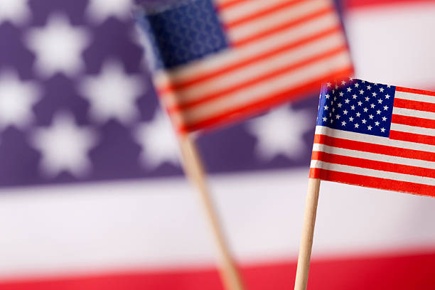 istock Patriotic American Flags background. 180846959