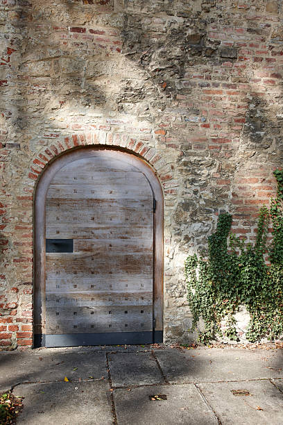 istock Old weathered wooden door 180847062
