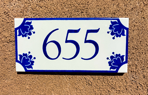 Santa Fe Style: Ceramic House Address Tile: 655