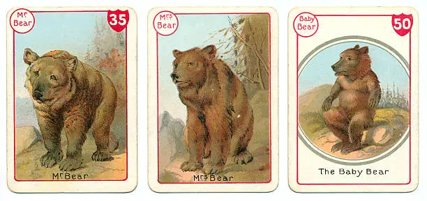 Photo of Three bear playing cards Victorian animal families game