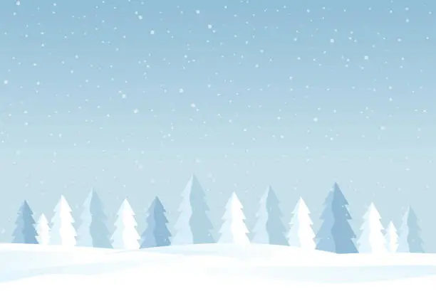 Vector illustration of Winter Christmas snowy landscape background. Vector