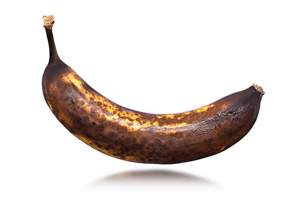 Overripe banana on  white background