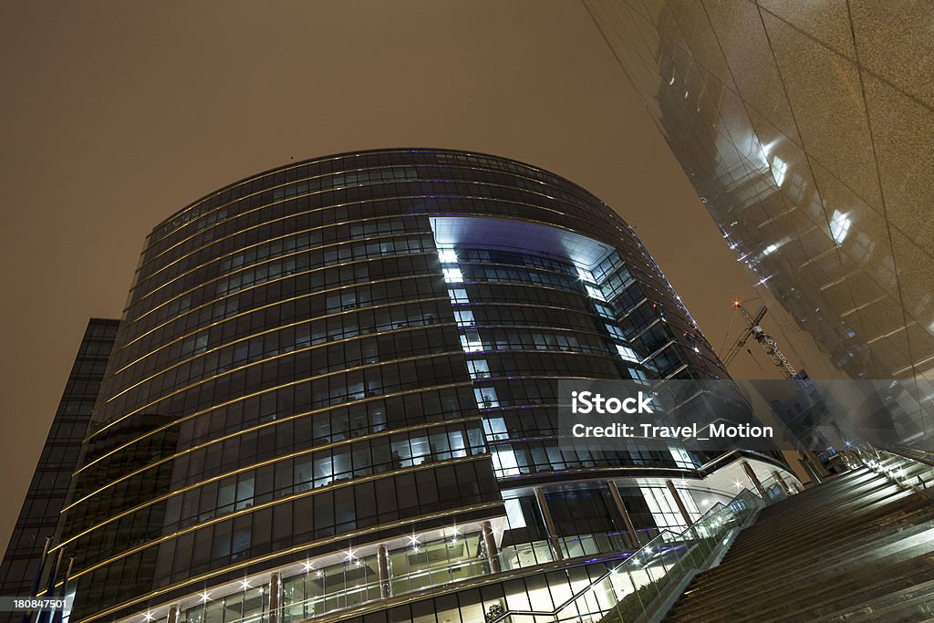 Office building at night in Brussels, Belgium Belgium Stock Photo