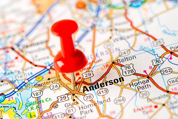 istock US capital cities on map series:   Anderson, SC 180847637