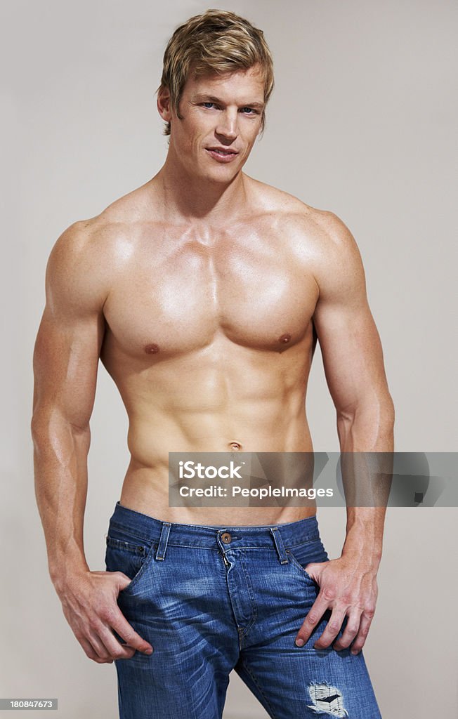 Muscles everywhere! Portrait of a sexy shirtless man posing Men Stock Photo