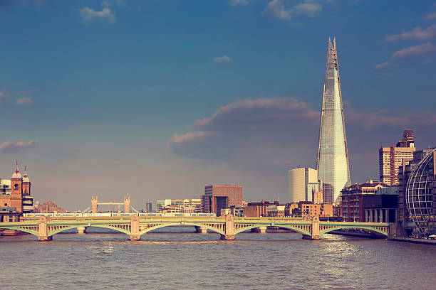 London skyline View of London's skyline with The Shard and Tower Bridge. bankside photos stock pictures, royalty-free photos & images