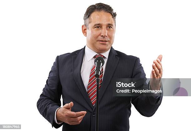 Hes Got Un Rostro Puede Confiar Foto de stock y más banco de imágenes de Orador público - Orador público, Atril - Objeto fabricado, Micrófono