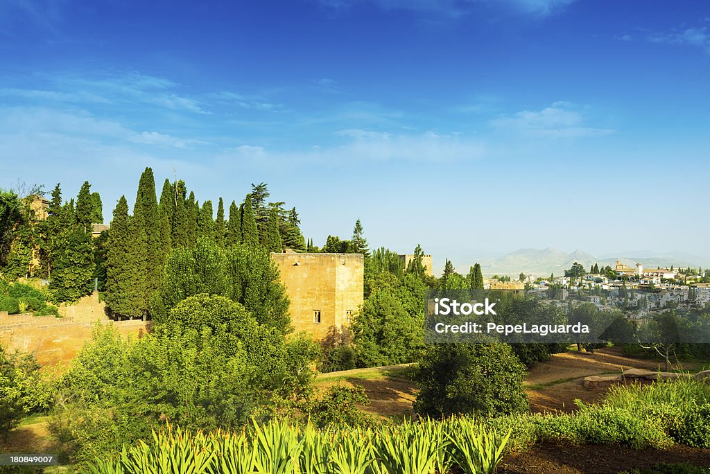 Splendida vista dall'Alhambra a Granada - Foto stock royalty-free di Albaicín