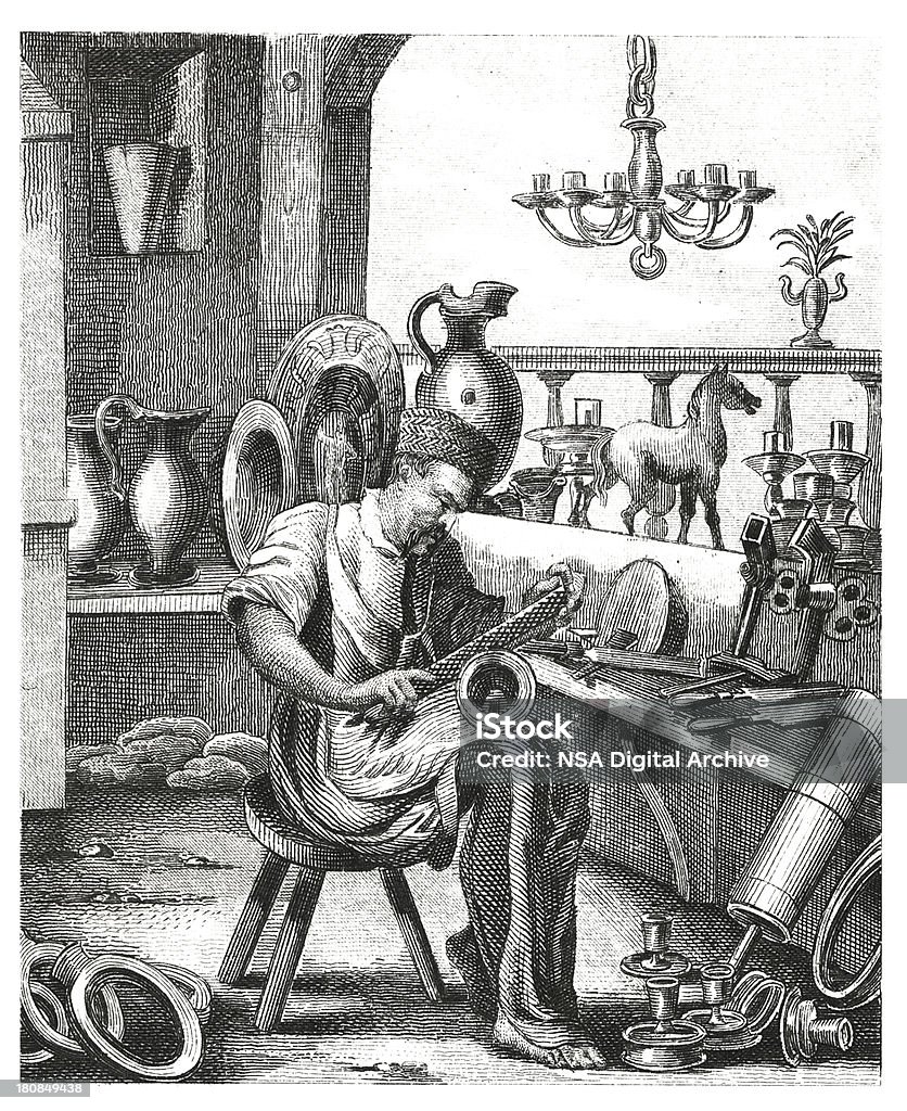 Handwerker in XVI Jahrhundert (alte Holz Gravur) - Lizenzfrei 16. Jahrhundert Stock-Illustration