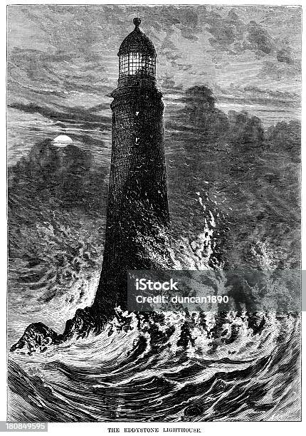Eddystone 灯台 - イングランドのベクターアート素材や画像を多数ご用意 - イングランド, イングランド コーンウォール, 19世紀