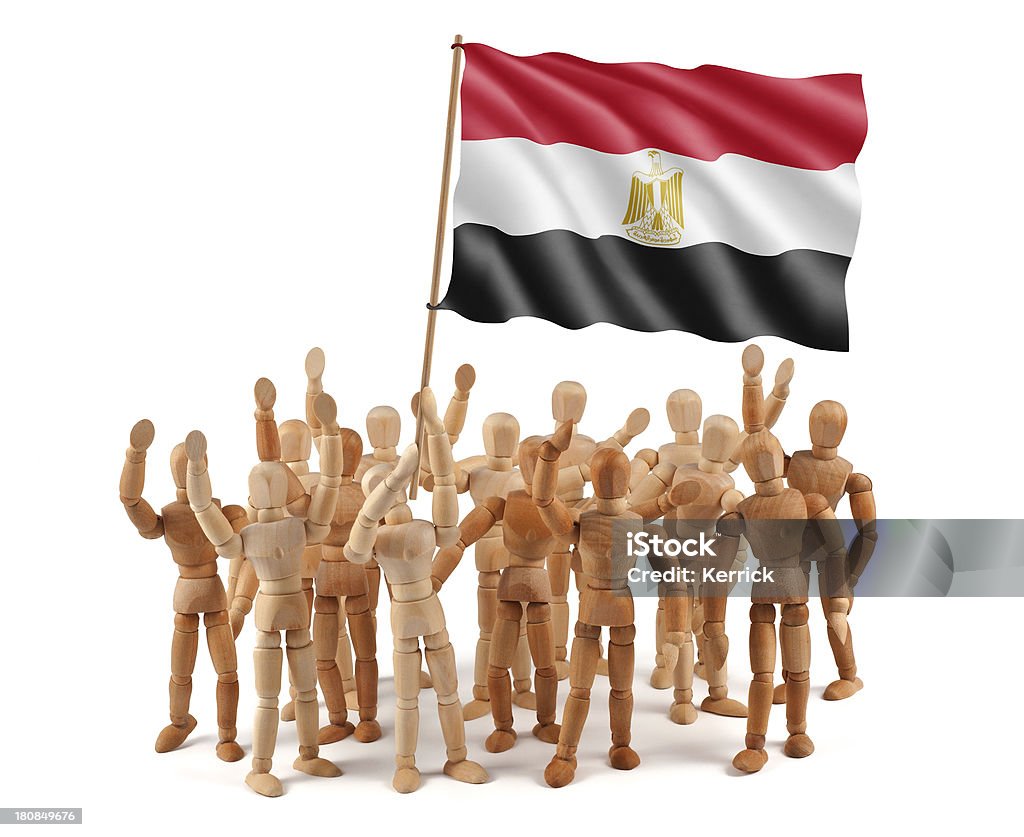 Ägypten-Hölzerne Kleiderpuppe Gruppe mit Flagge - Lizenzfrei Afrika Stock-Foto