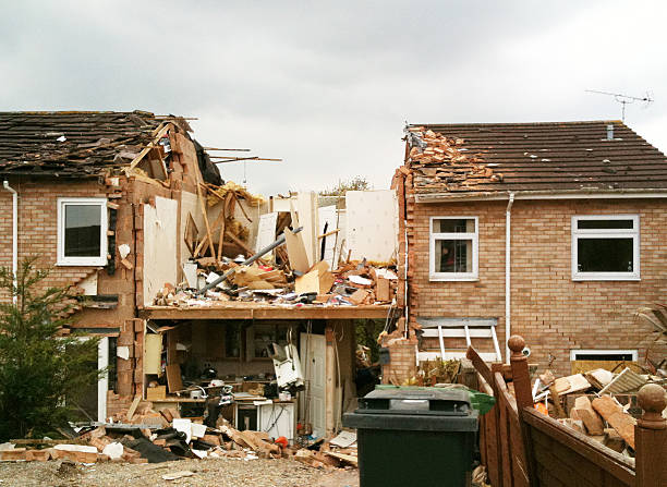 Gas explosion A terraced house destroyed by a gas explosion collapsing stock pictures, royalty-free photos & images