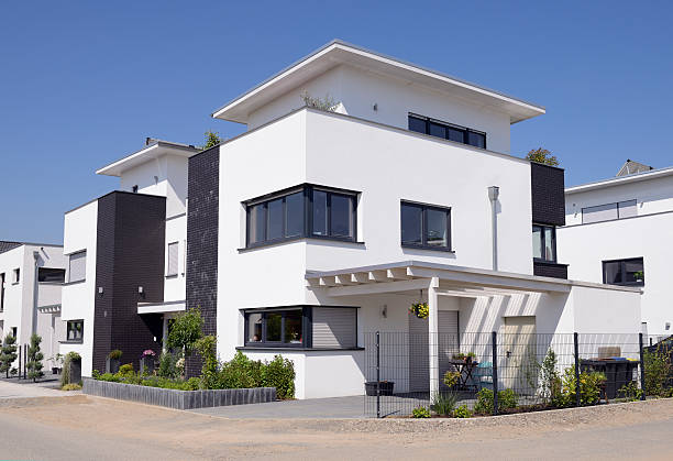 istock Modern luxury white twin houses 180849811