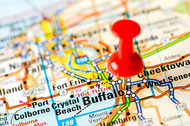 capital cities en el mapa de serie: buffalo, nueva york - buffalo new york state fotografías e imágenes de stock